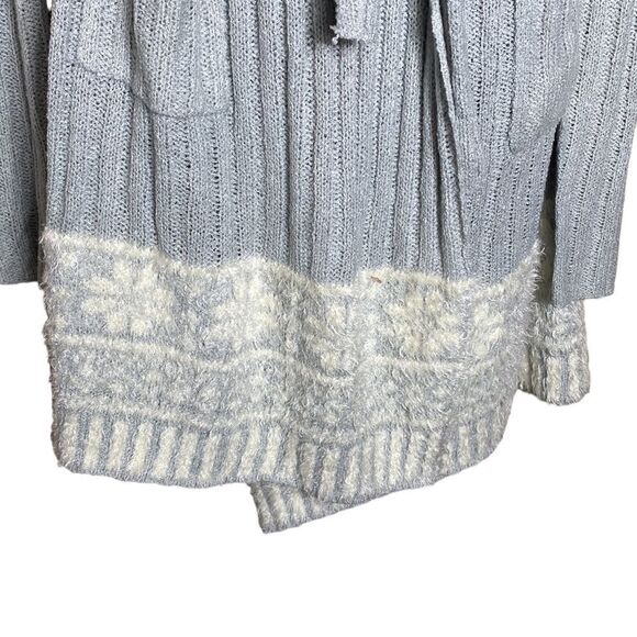 Lemon knit robe soft loungewear M/L fair isle ribbed cozy - Picture 4 of 9